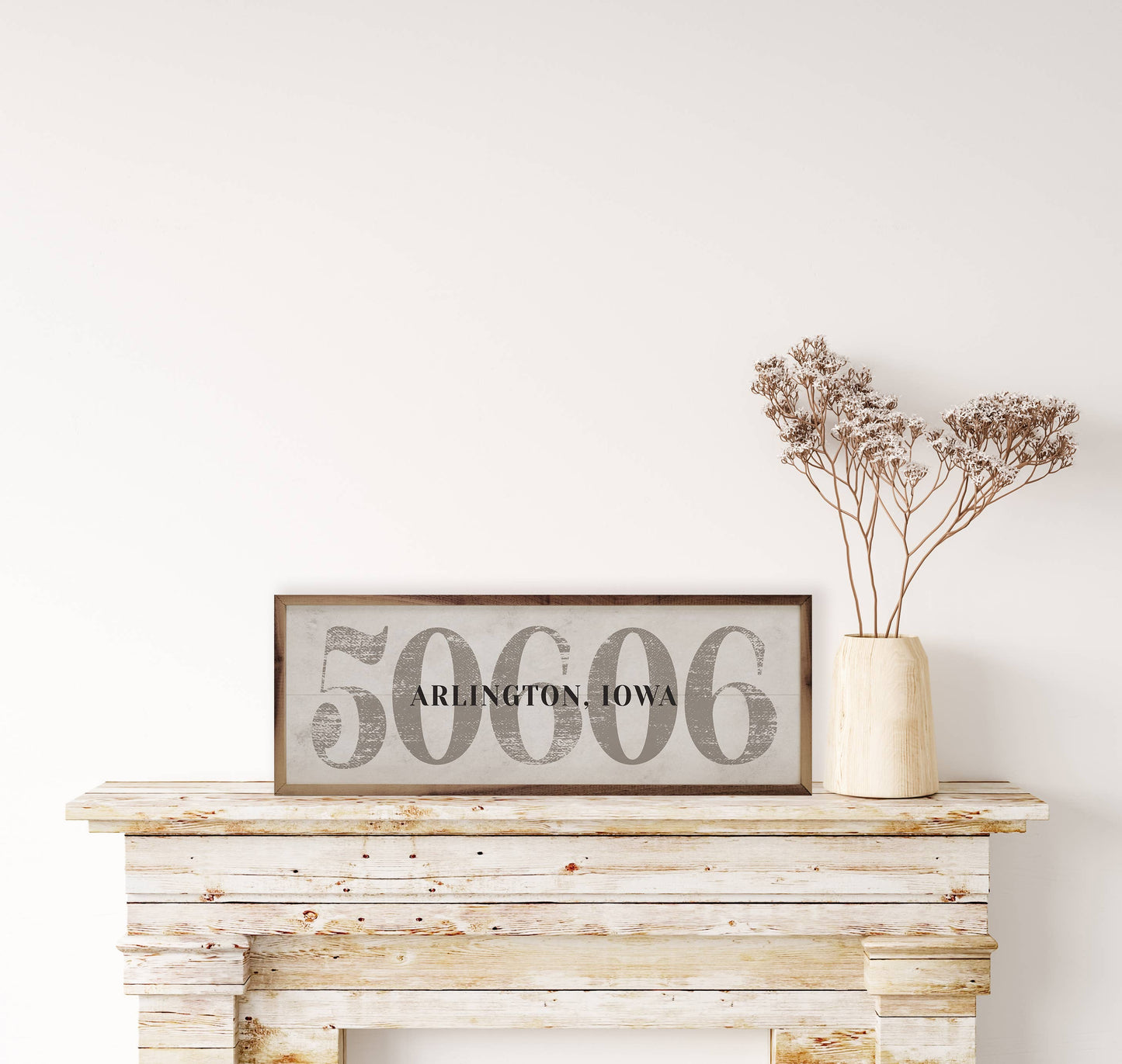 Personalized Zip City State Overlay White: 12 x 4 x 1.5