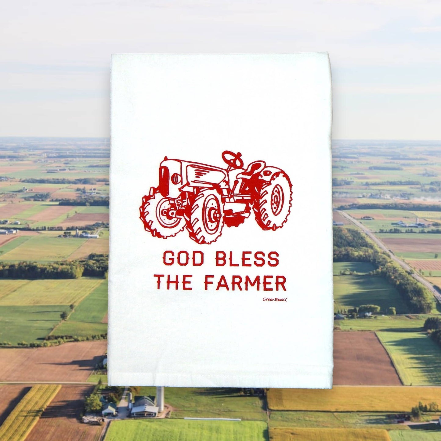Farmer Kitchen Towel | Tea Towels | Flour Sack Dish Towels: Green