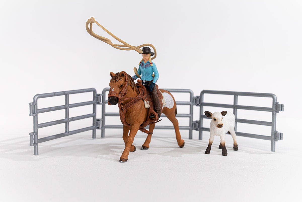 Schleich Team Roping With Cowgirl Farm Figurine Toys Play Set