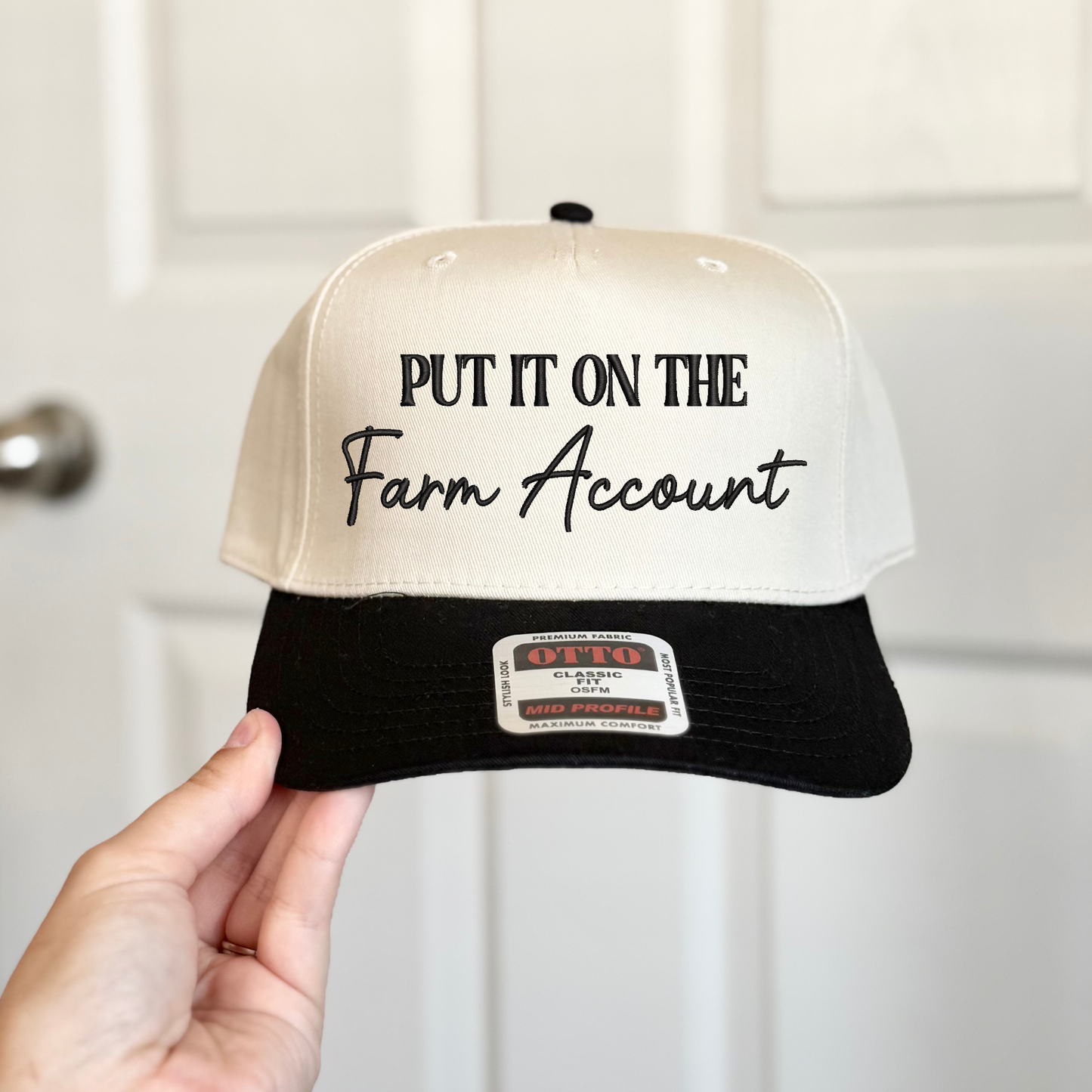 Put it on the Farm Account Embroidered Hat: Natural/Hot Pink