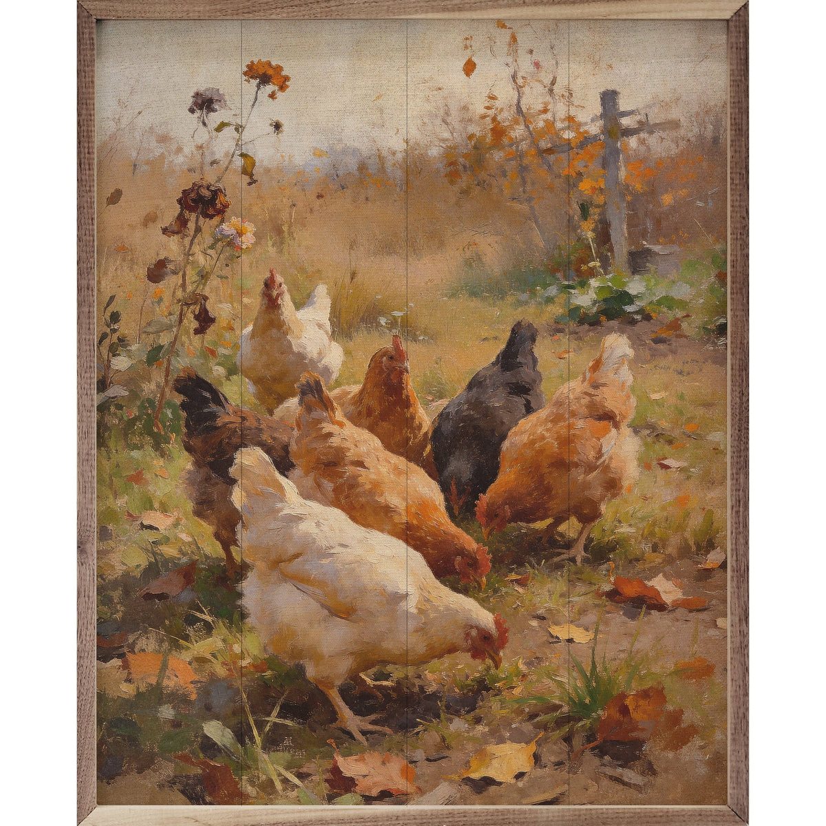 Autumn Chickens Wall Hanging/Decor: 8x10