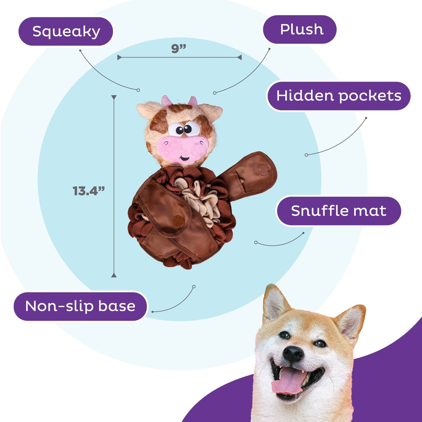 Brown Cow Dog Toy: Large