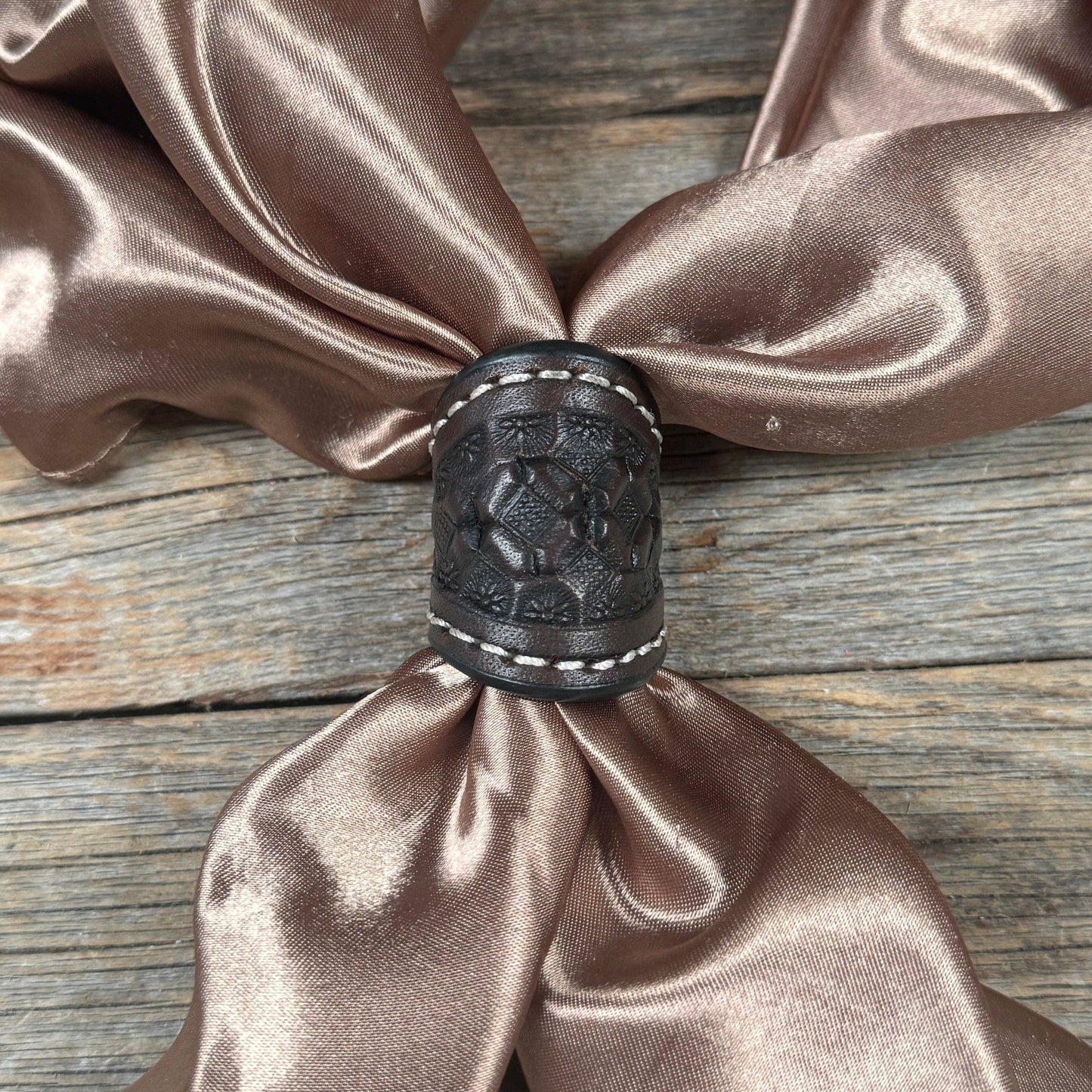 Tooled Leather Wild Rag Slides - Assorted: TEAL DOT FLORAL
