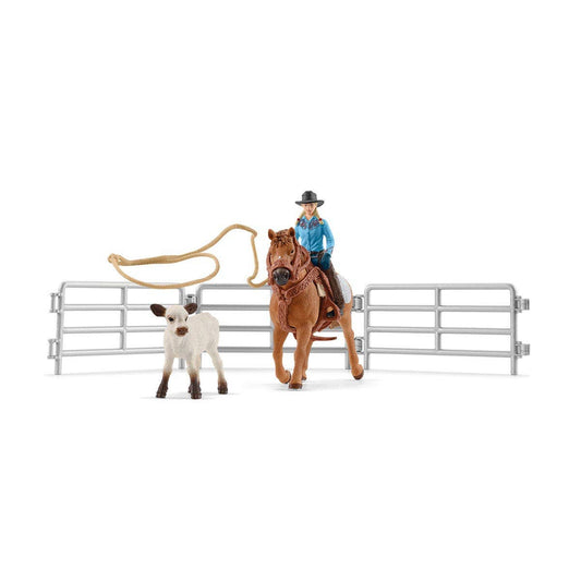 Schleich Team Roping With Cowgirl Farm Figurine Toys Play Set