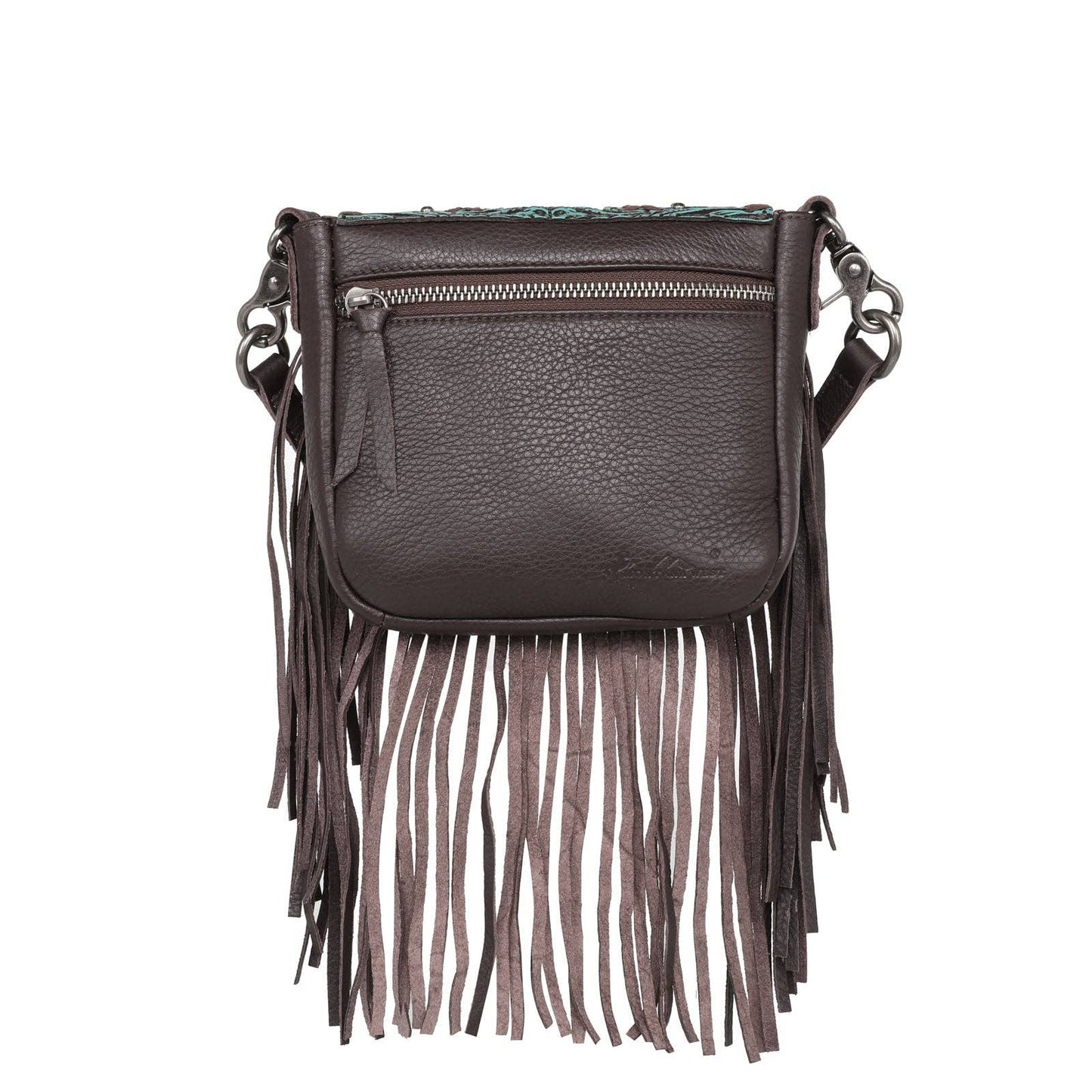 Montana West Genuine Leather Tooled Fringe Bag