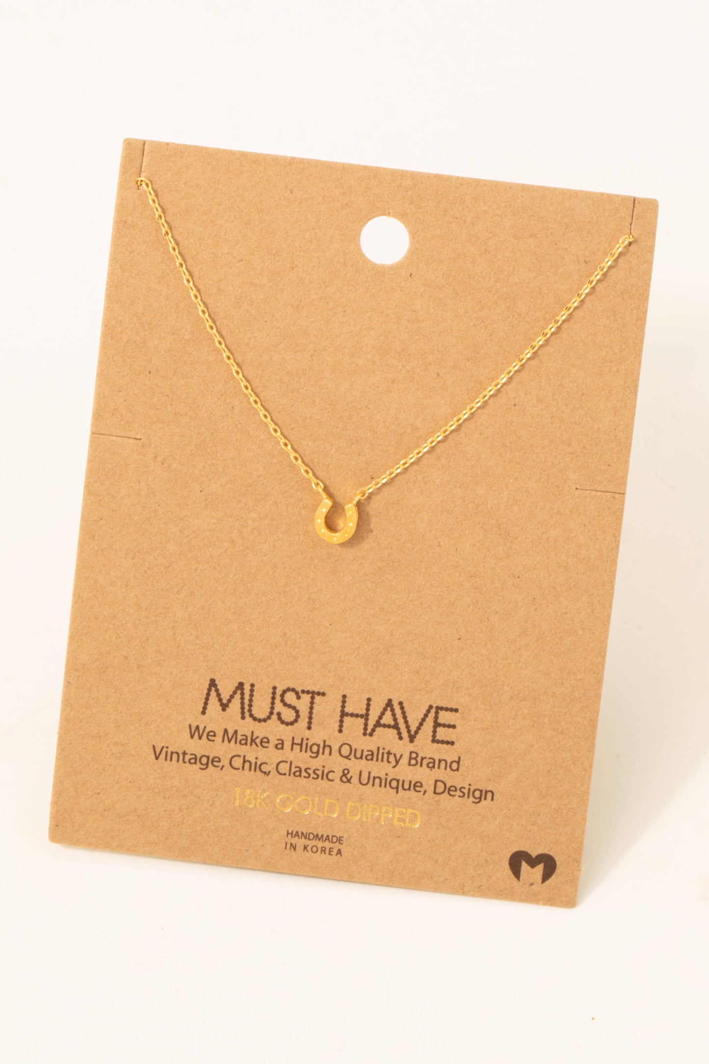 Dainty Mini Horseshoe Pendant Necklace: G