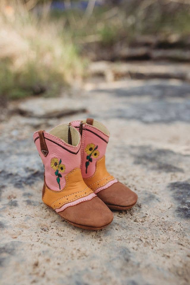 "Sophie" Sunflower Baby Boots, Size 1-3: 3