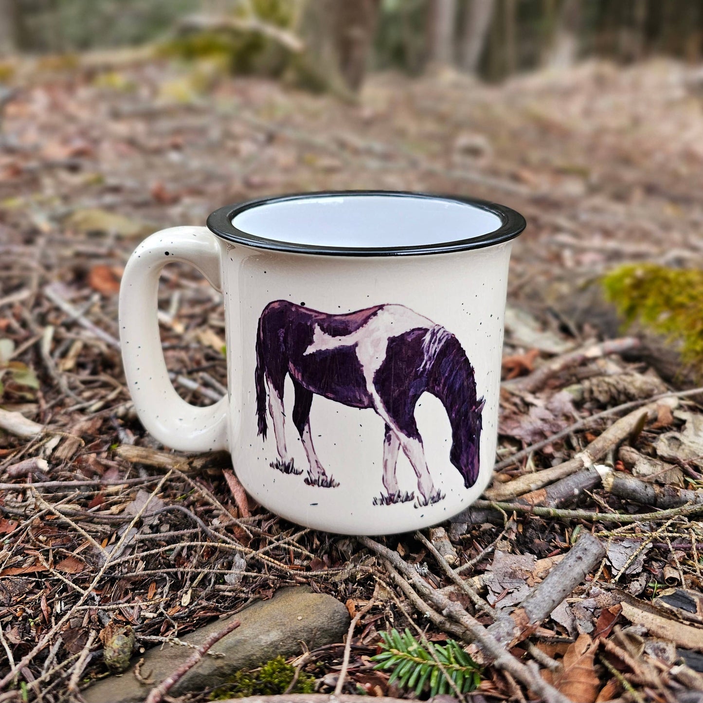 Black and White Horse Mug: White Mug