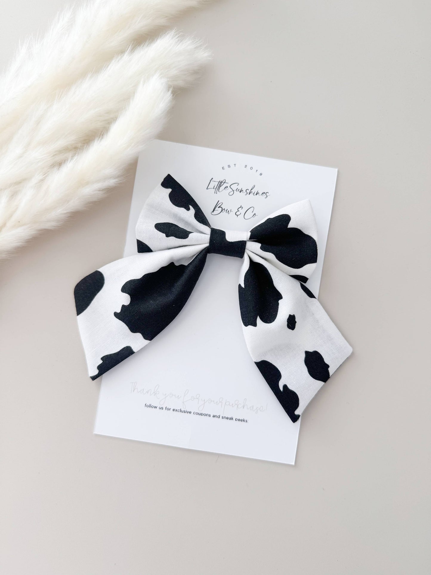 Black & White Cow Print Bow: Small