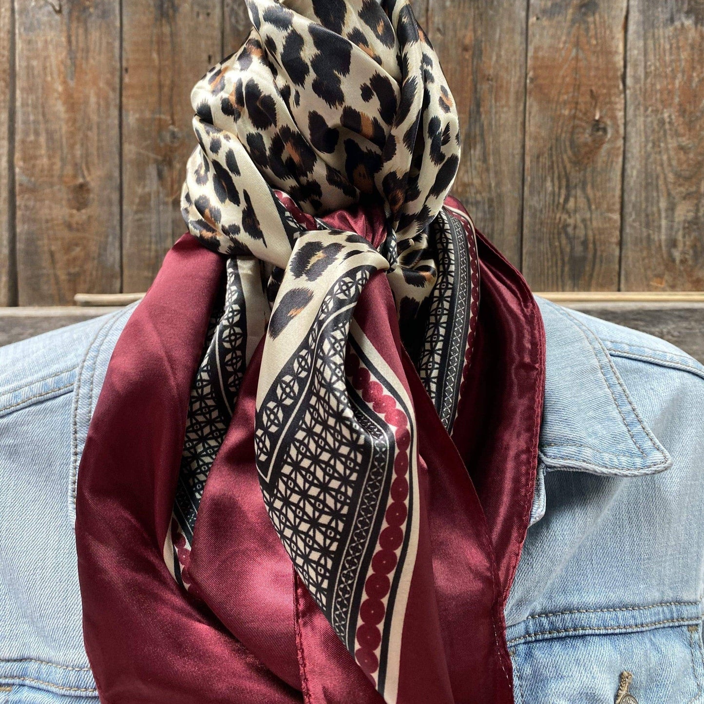 Wine Leopard Print Wild Rag - Western Scarf