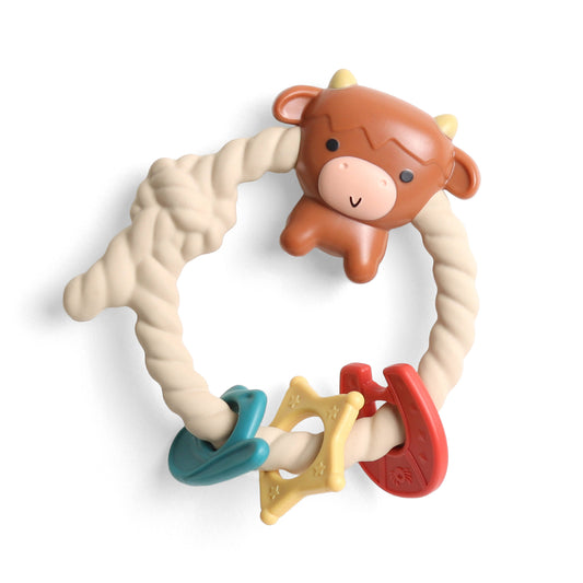Highland Cow Ritzy Rattle™ Silicone Teether