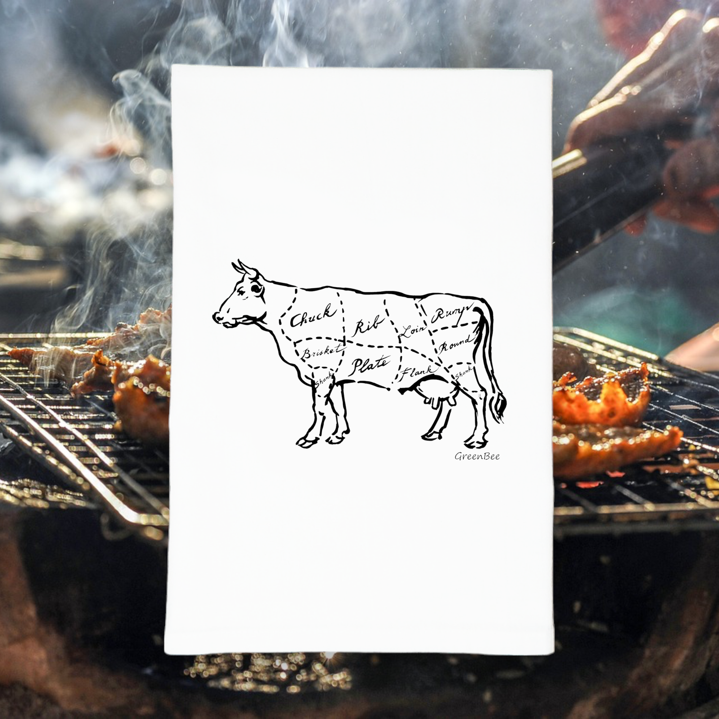 Beef Butcher Cuts Kitchen Towel