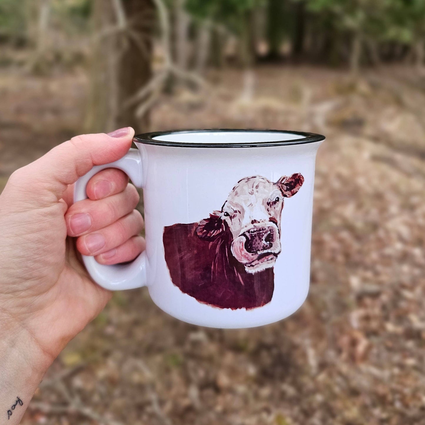 Hereford Brown and White Cow Mug: White Mug