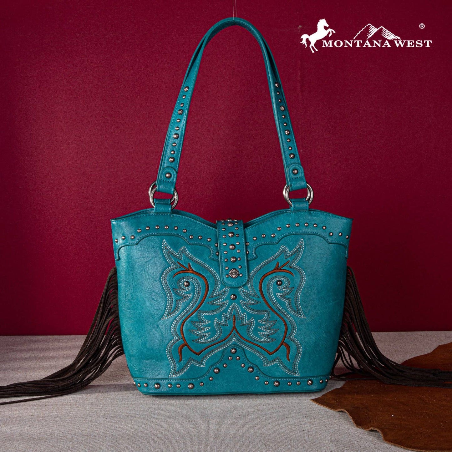Montana West Embroidered Fringe Tote: Mustard