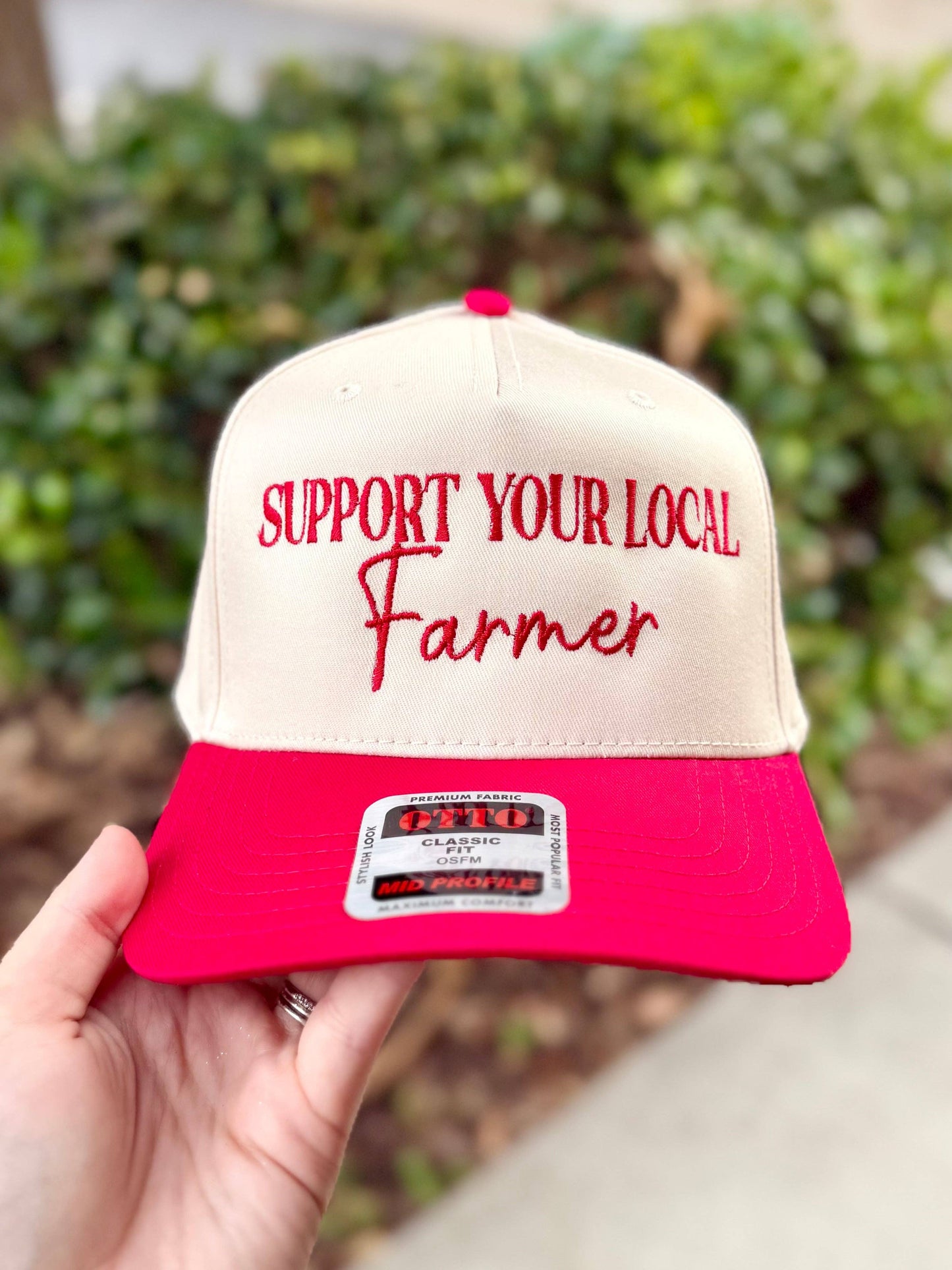 Support Your Local Farmer Embroidered Hat: Natural/Brown