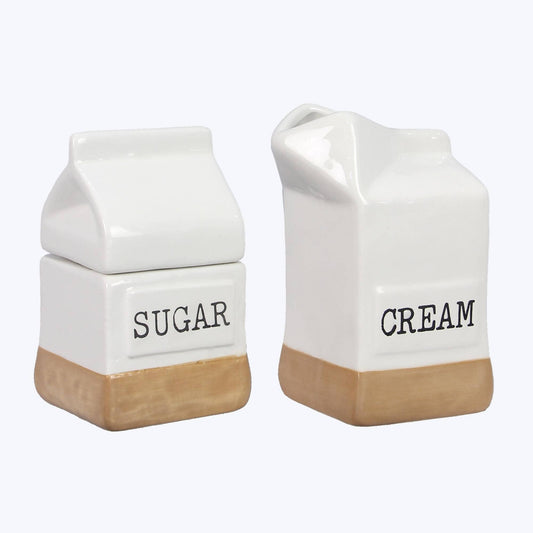 Ceramic Milk Carton Cream & Sugar Jar Set of 2 (SKU#: 13257)
