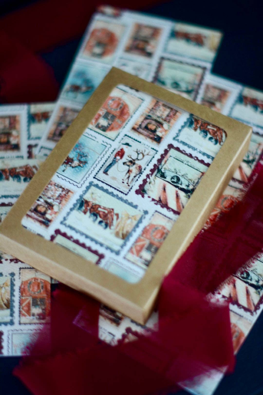 Western Holiday Vintage Stamps Card Set