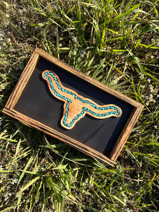 Longhorn Turquoise River Decor: Black