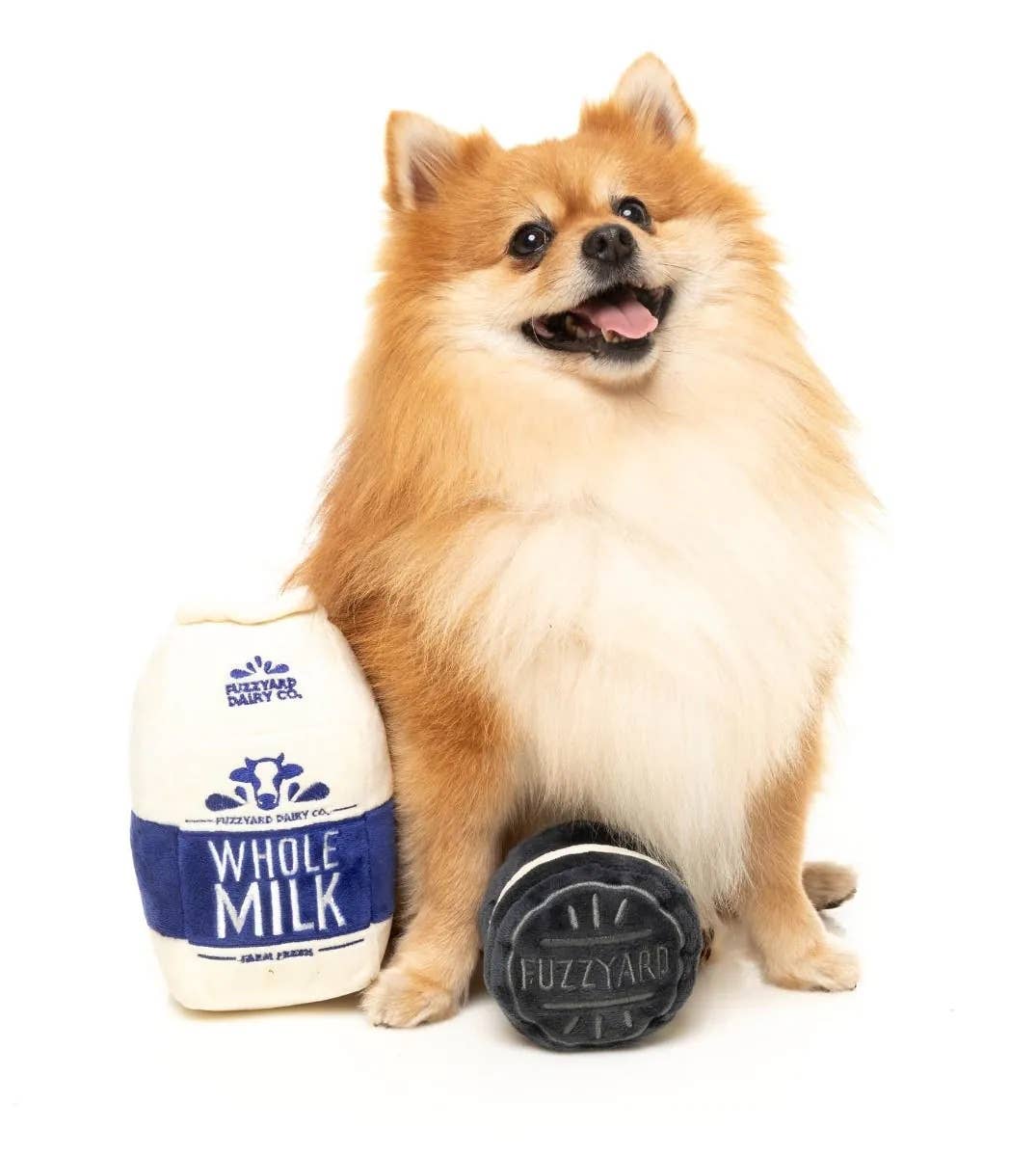 Milk & Cookie Plush Dog Toy: Dark Blue