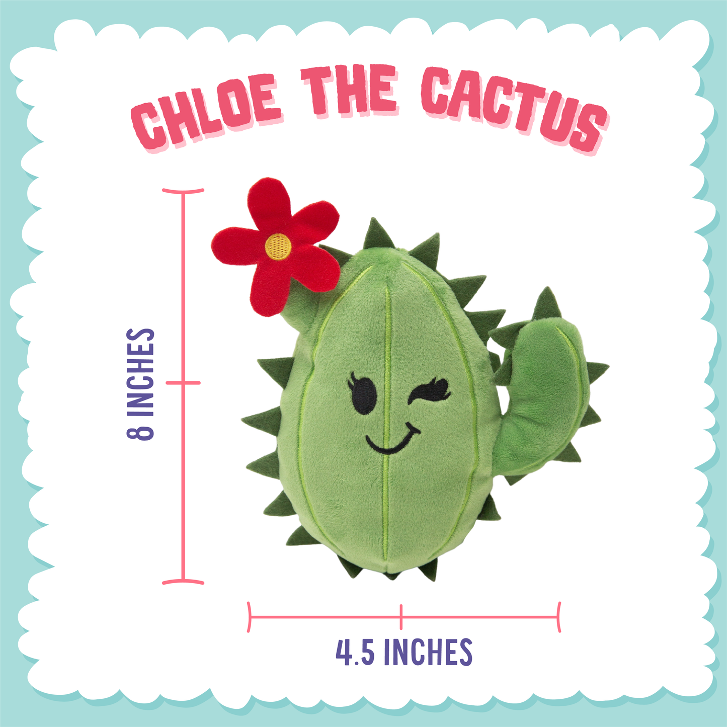 Cactus Plush Dog Toy: Red Flower