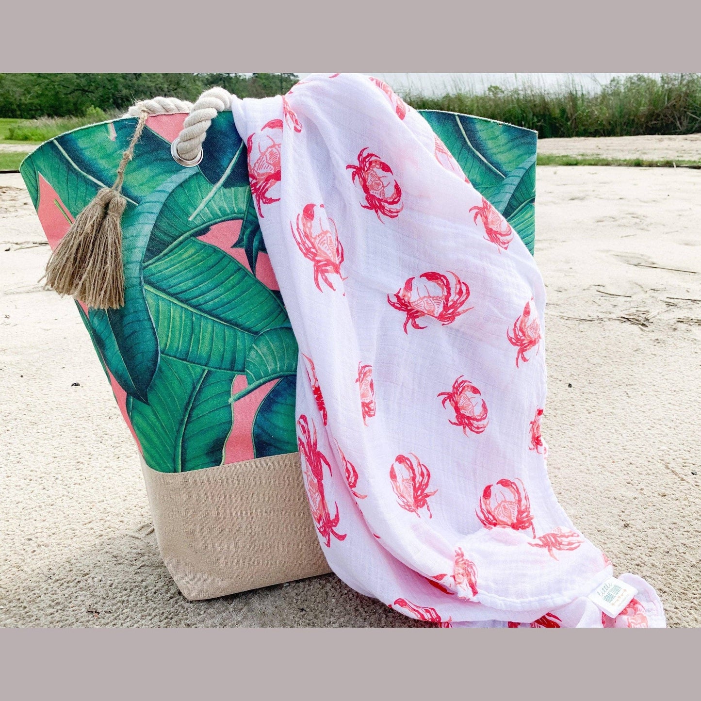 Pink Crab Baby Swaddle Blanket