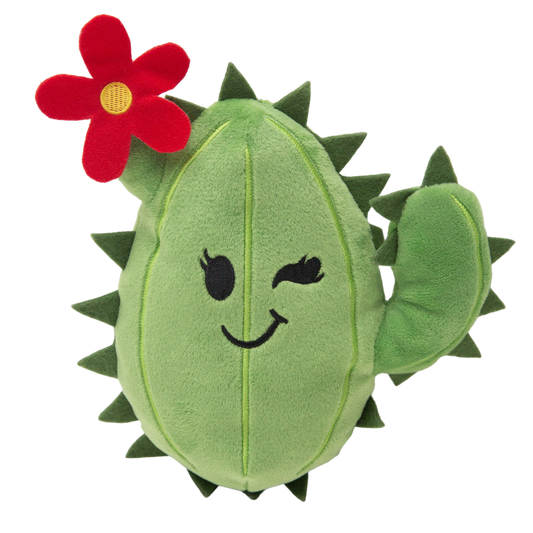Cactus Plush Dog Toy: Red Flower