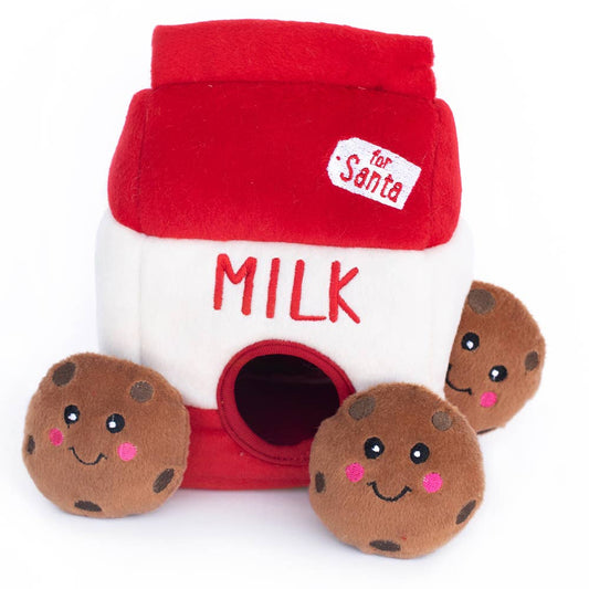 Santa's Milk and Cookies Dog Toy: Red