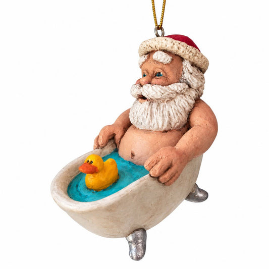 Santa in a Tub Christmas Ornament