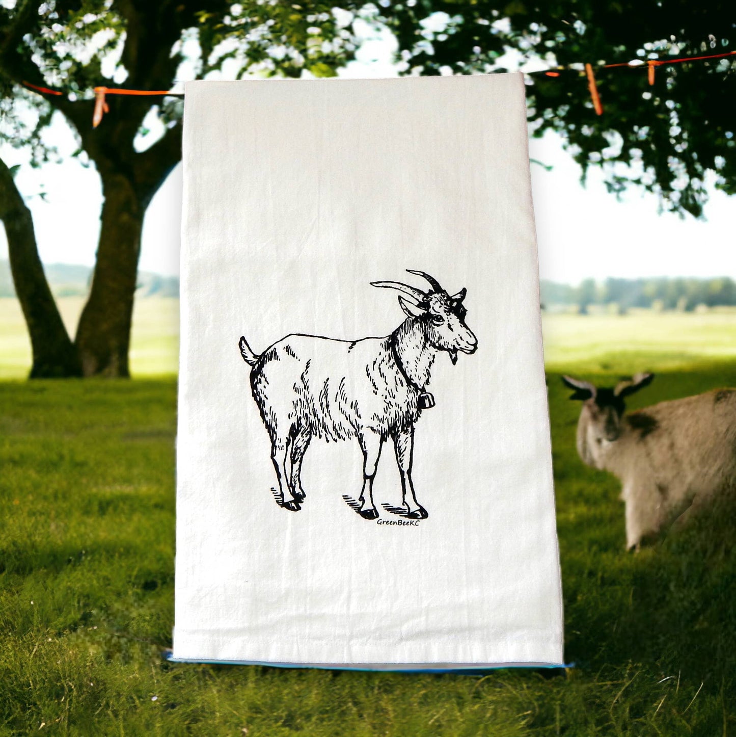 Goat Kitchen Towel | Tea Towels | Flour Sack Dish Towels: Black