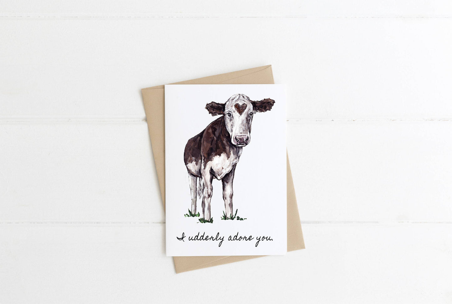 I Udderly Adore You, Heart Cow Love Card