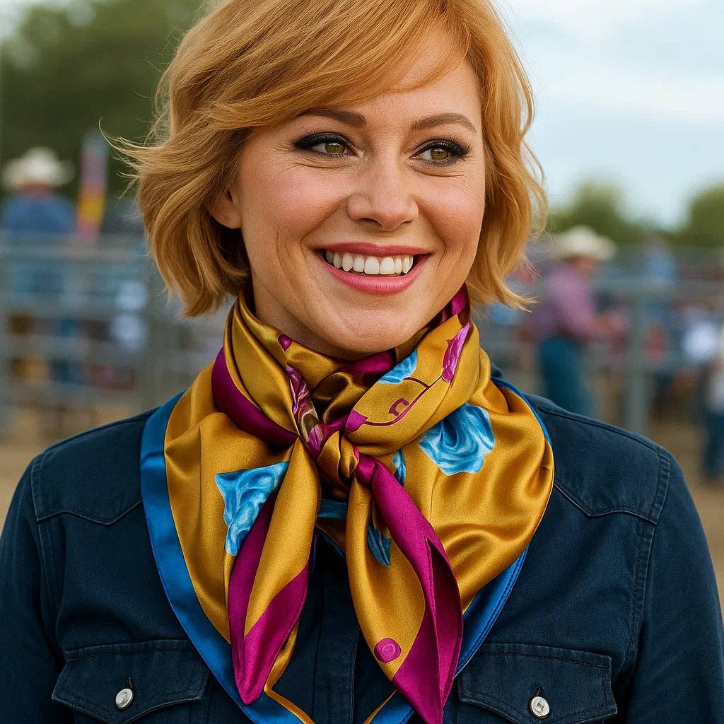 35X35" Purple and Blue Floral Wild Rag / Scarf WR3433