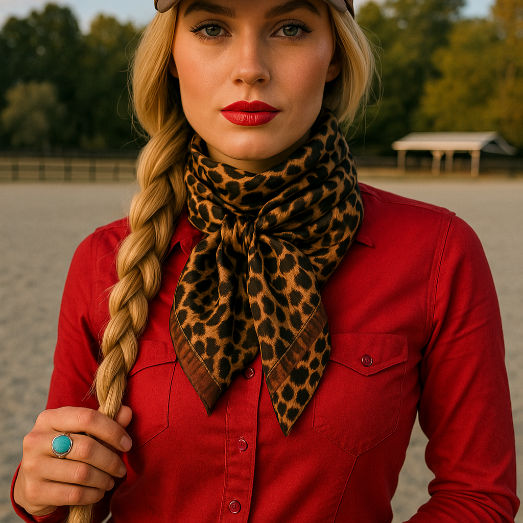 Brown Leopard Wild Rag - Western Scarf