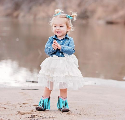 Lyddie Forever Fringe Baby Boots - Turquoise: 2 (6-12 months)