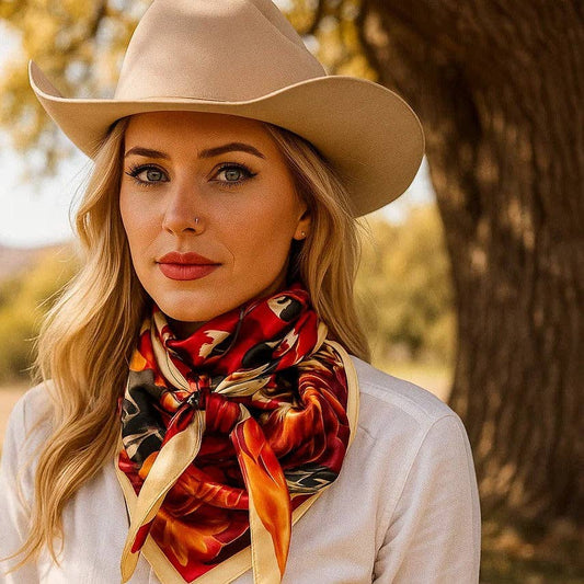 35X35" Red Floral Wild Rag / Scarf WR3447