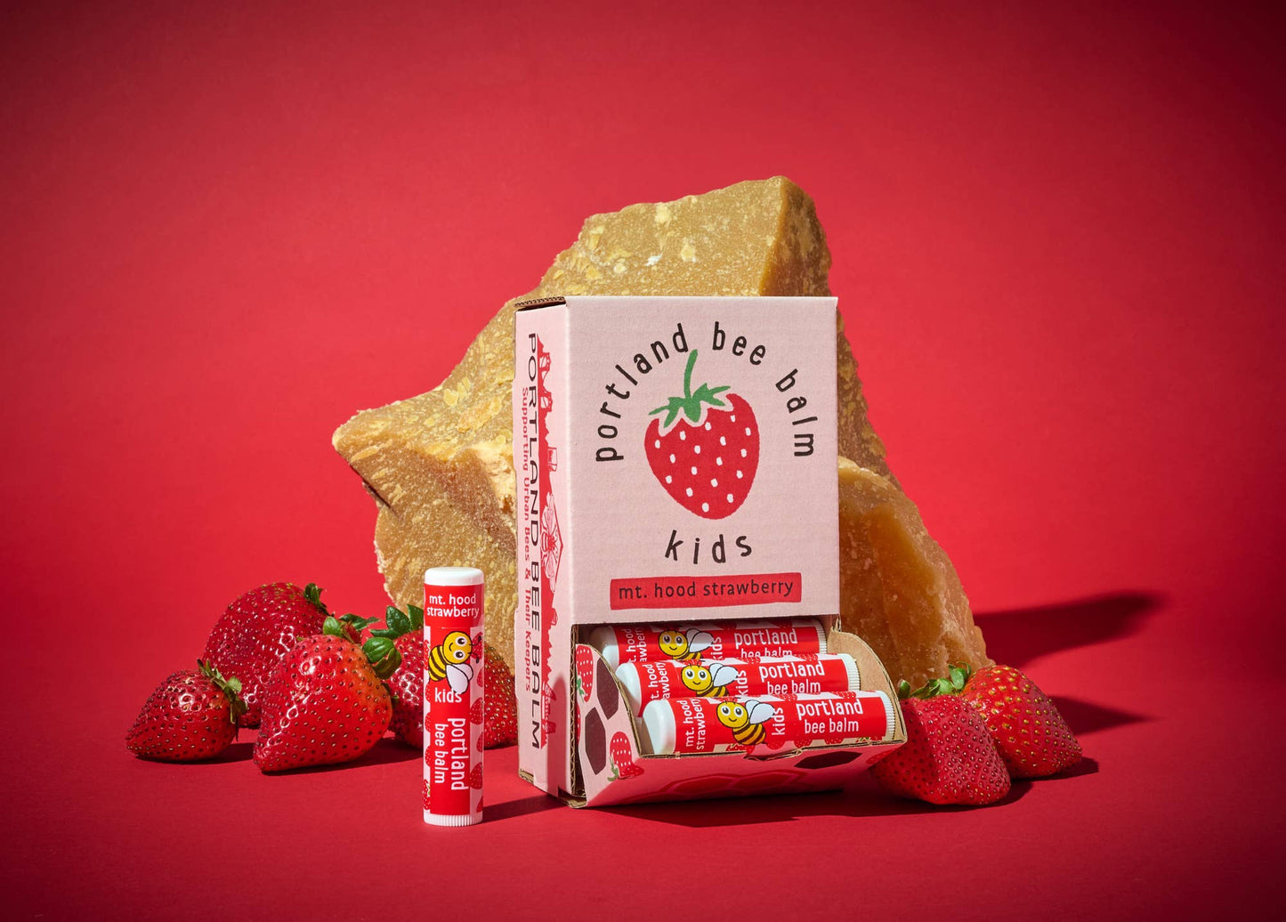 Kids Beeswax Lip Balm: Strawberry