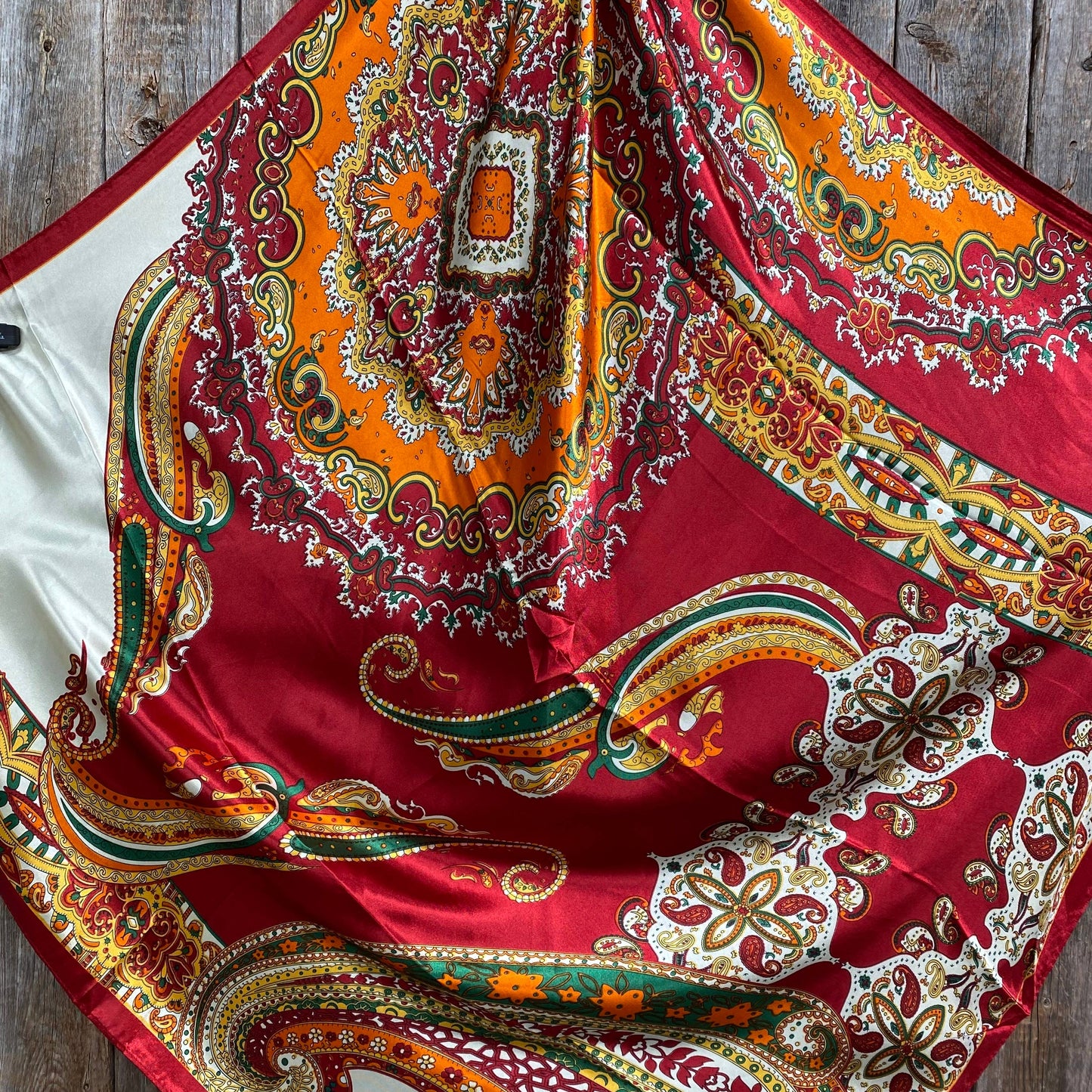 35X35"  Red Mardi Gras Wild Rag/Scarf WR3353