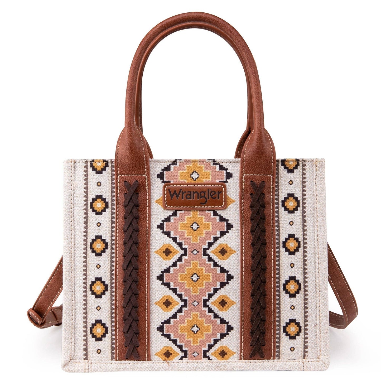 Wrangler Southwestern  Print Small Canvas Tote/Crossbody: Coffee
