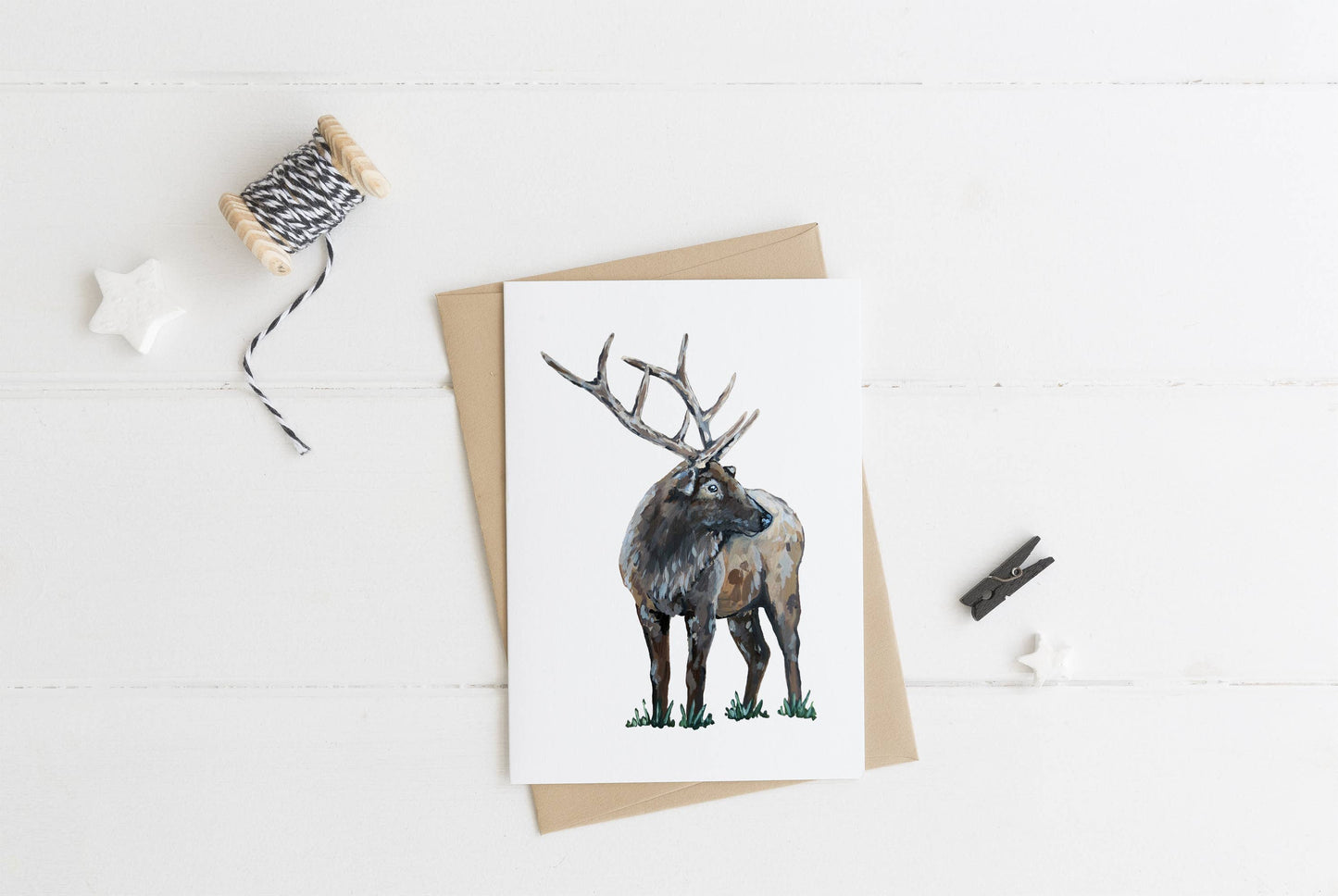 Rustic Elk Greeting Card: 1 Card