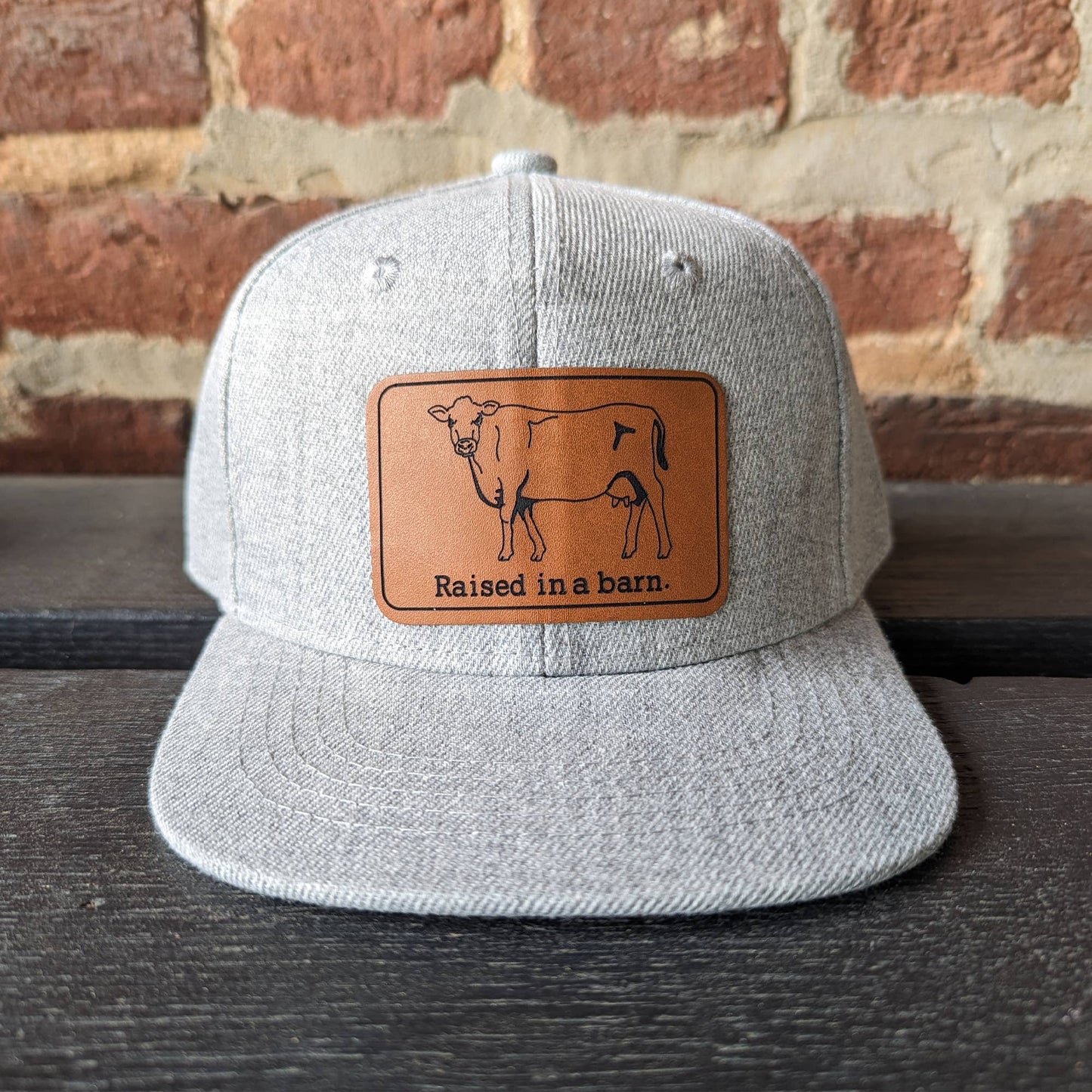 Raised in a barn Cow Country Western Farm Kids Trucker Hat : Green