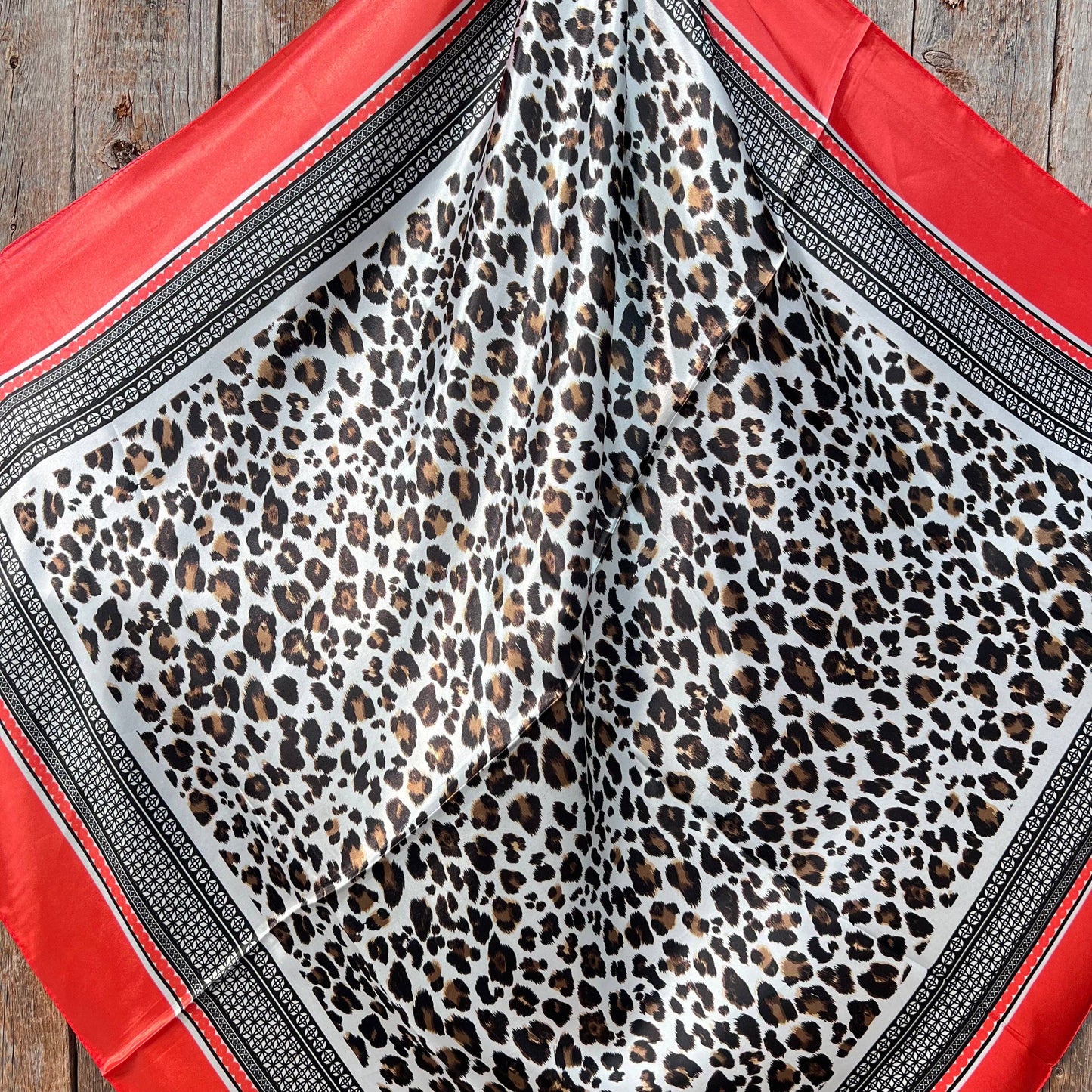 Coral Leopard Print Wild Rag - Western Scarf