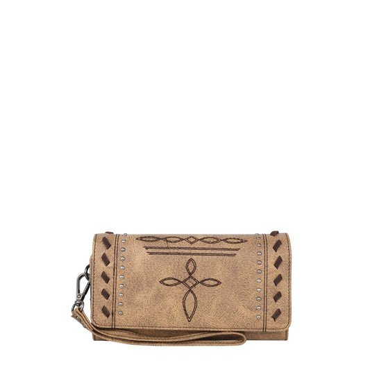 Montana West Embroidered Stitch Wallet: Light Brown
