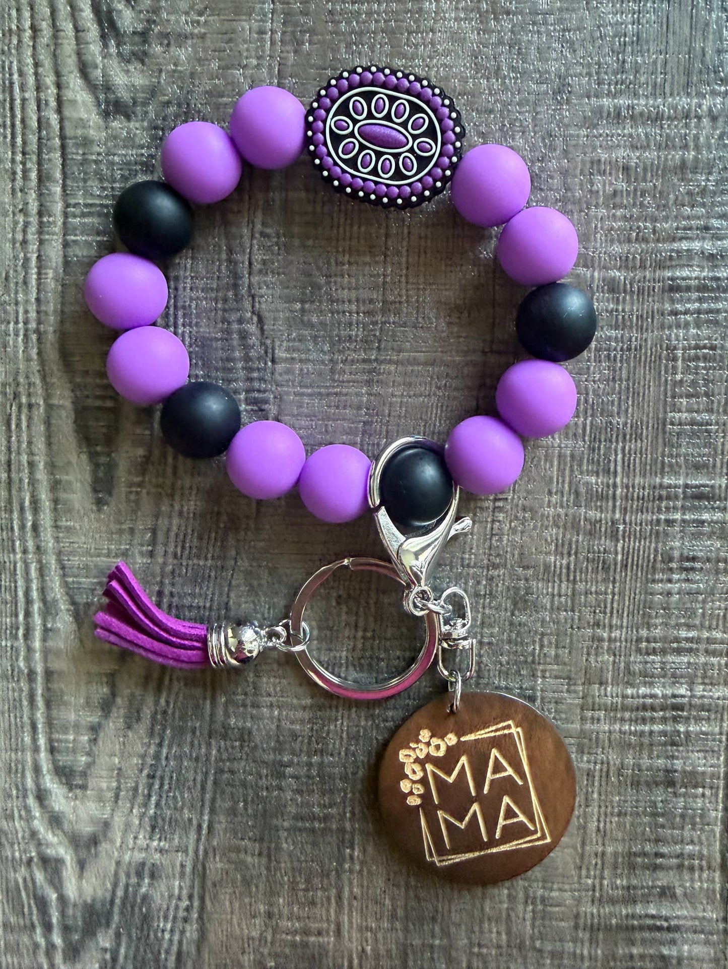 Western Mama Keychain Wristlet: Purple