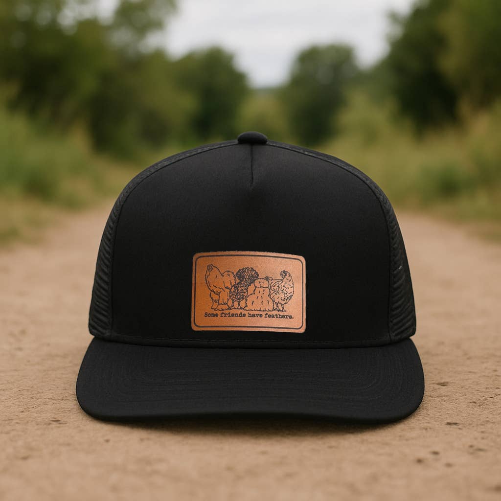 "Some Friends have Feathers" Trucker Hat: Heather Gray