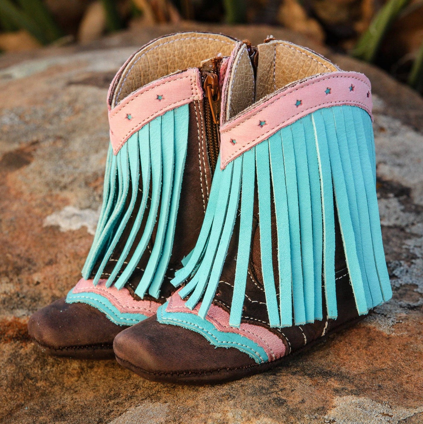 Lyddie Forever Fringe Baby Boots - Turquoise: 2 (6-12 months)
