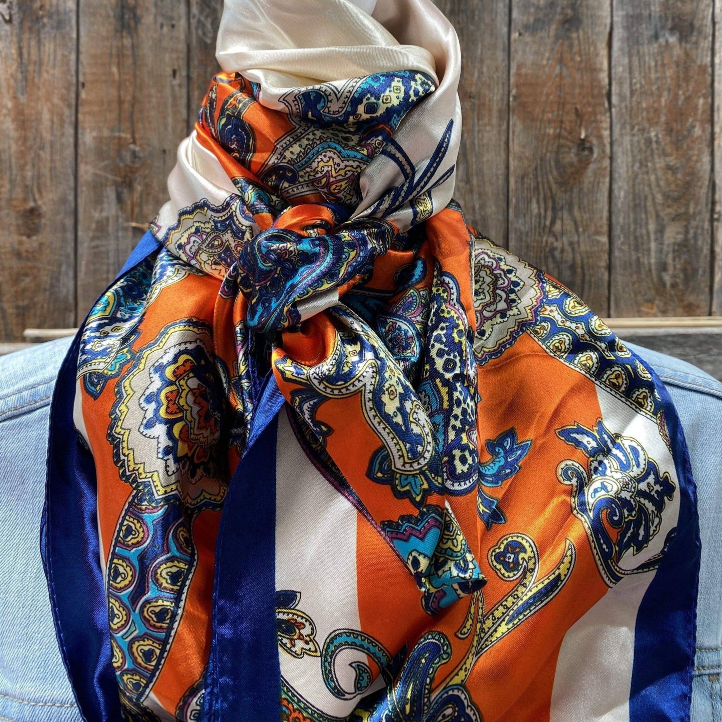 35X35" Orange & Blue Paisley Wild Rag/Scarf WR302