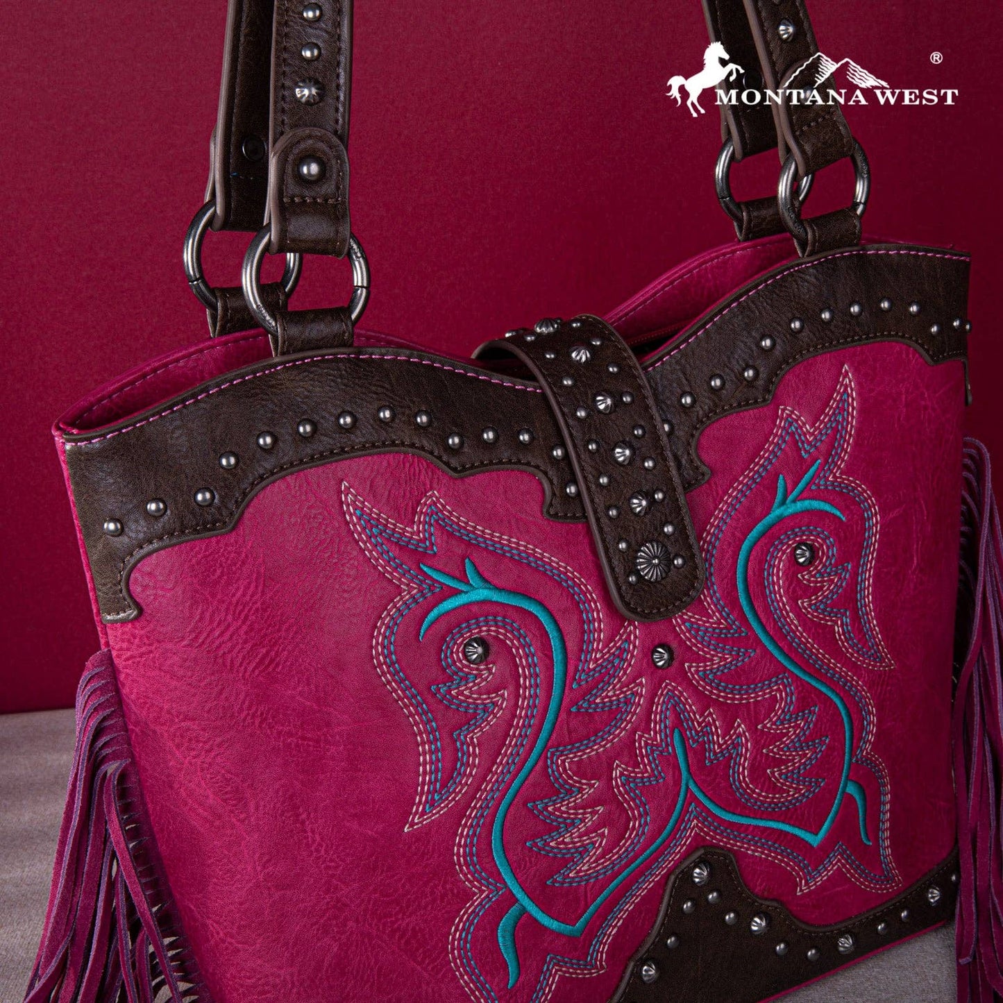 Montana West Embroidered Fringe Tote: Mustard