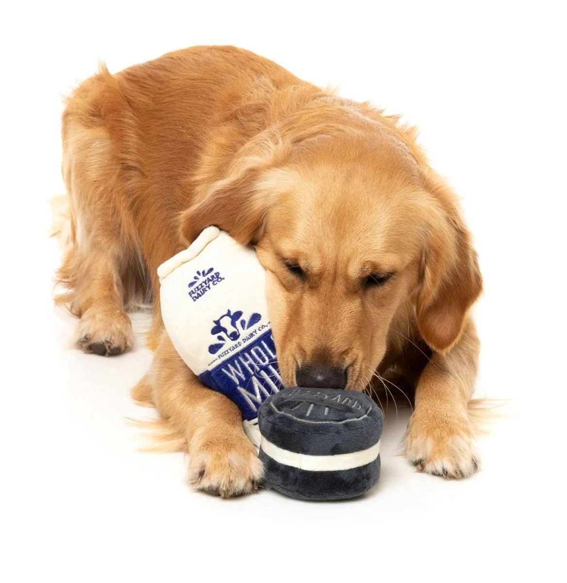 Milk & Cookie Plush Dog Toy: Dark Blue