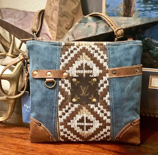 Upcycled LV Denim Crossbody Bag