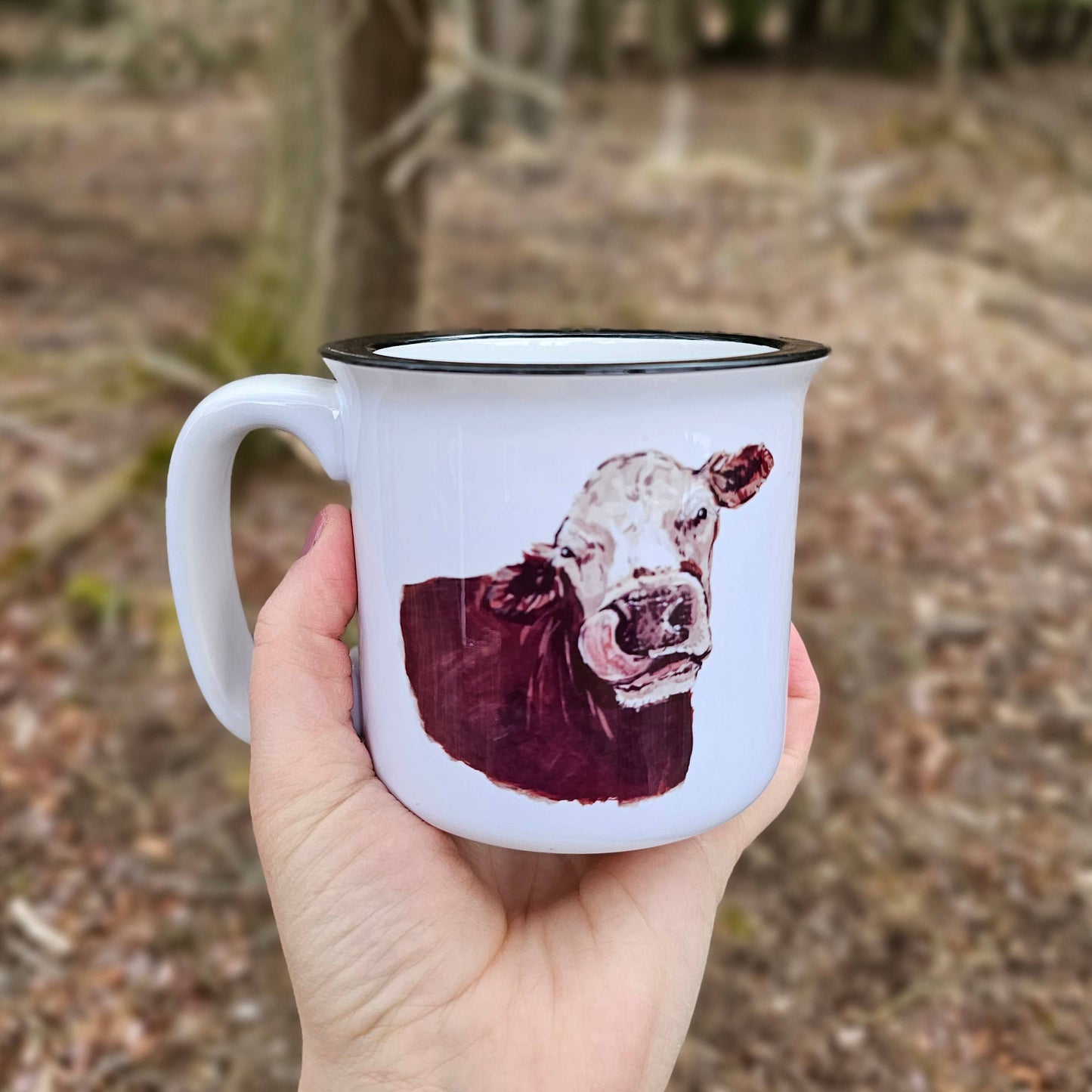 Hereford Brown and White Cow Mug: White Mug