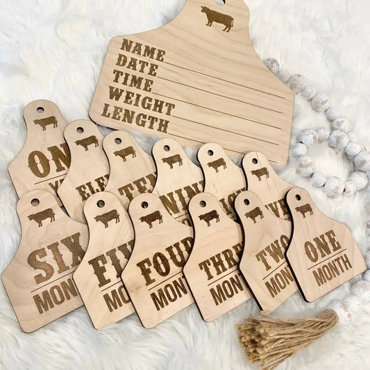 Baby Announcement Cow Tag